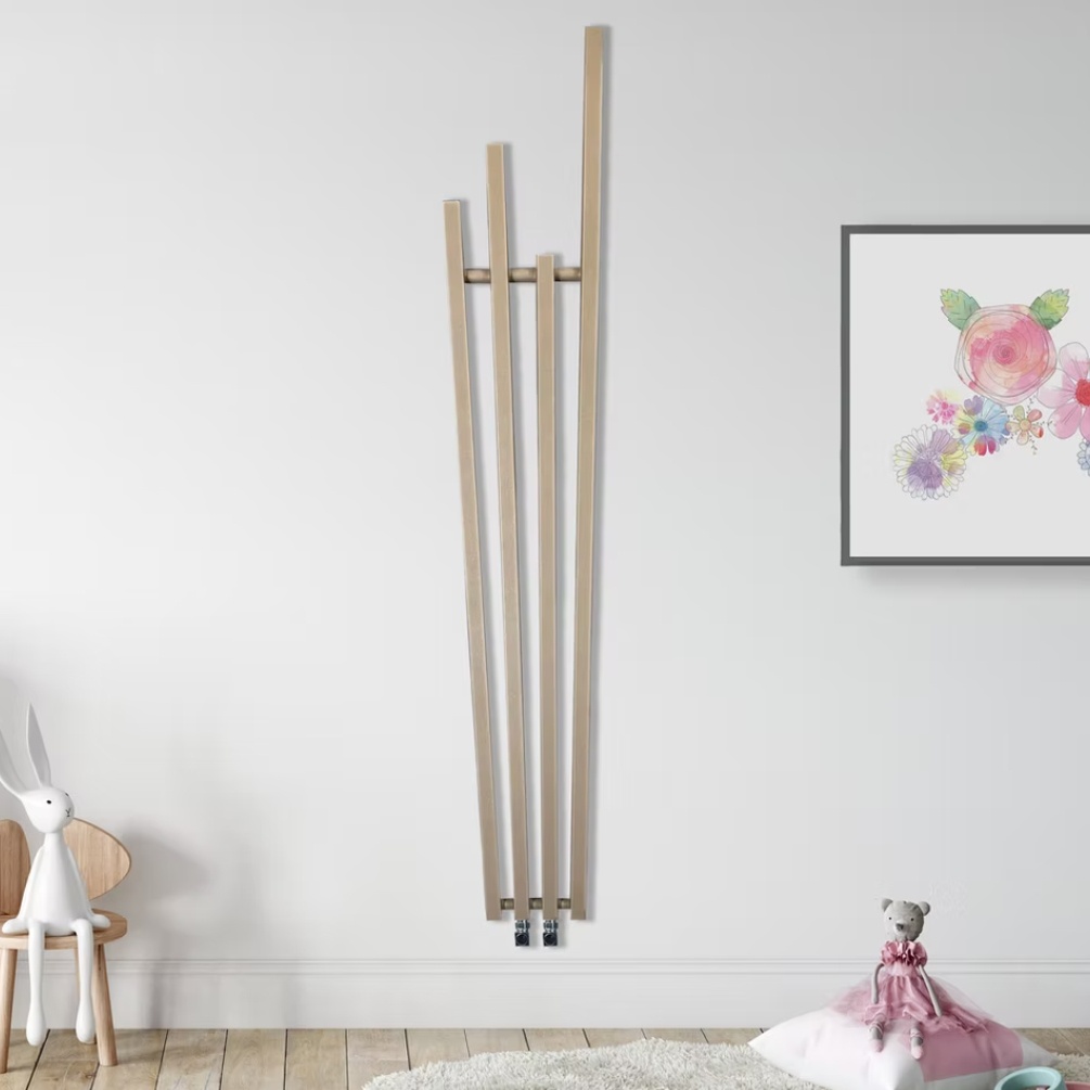 Lifestyle image of the Radox Manhattan 1800mm x 285mm Cappuccino Designer Heated Radiator mounted on a plain household wall